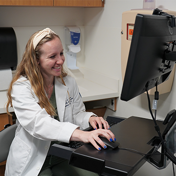 student entering patient information
