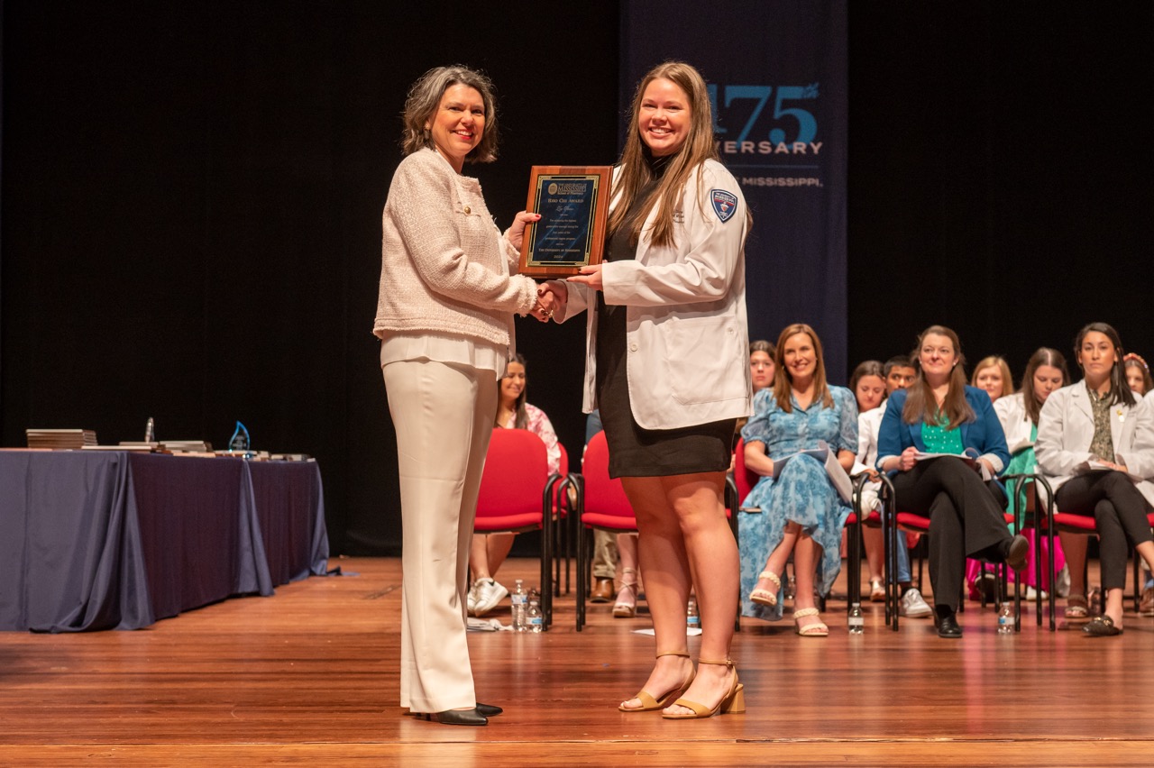 Student receiving the award.