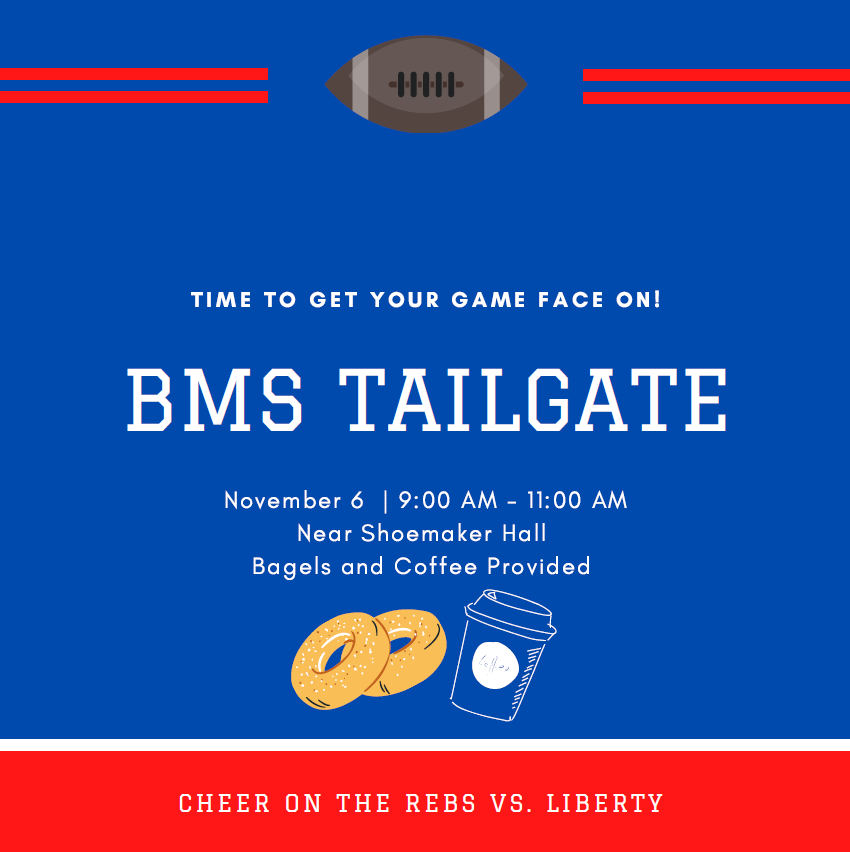 A flyer announcing a tailgate event November 6th at 9am