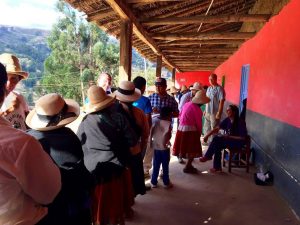 Peruvian villagers waiting at the clinic