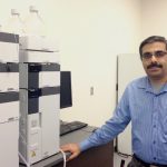 Dr. Narasimha Murthy, professor at the University of Mississippi School of Pharmacy, in his lab
